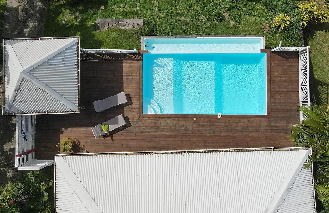 Villa Palmier rouge : 3 ch, piscine à débordement, vue mer et végétation-1